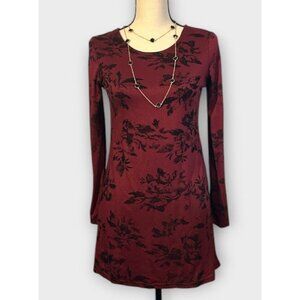 J For Justify Womens Small Skater Dress Black Rose Oxblood‎ Vamp Whimsigoth Goth